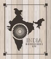 mapa indiano com fundo de madeira - dia da independência vetor
