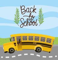 transporte de ônibus escolar na estrada vetor