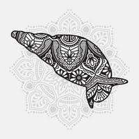 mandala de animais marinhos. elementos decorativos vintage. padrão oriental, ilustração vetorial. vetor