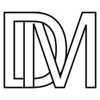 logotipo placa dm md ícone placa dm entrelaçado cartas d m vetor