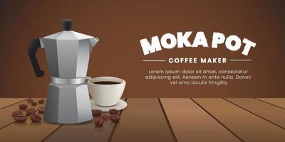 banner moka pot vetor