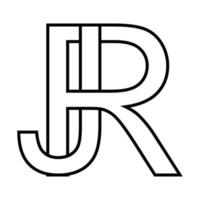 logotipo placa rj jr ícone Duplo cartas logótipo r j vetor