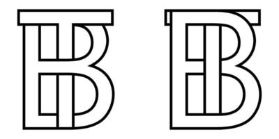 logotipo placa bt tb ícone placa dois entrelaçado cartas b, t vetor logotipo bt, tb primeiro capital cartas padronizar alfabeto b, t