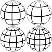 gratícula globo meridiano e paralelo, vetor modelo gratícula bola com linhas terra globo com meridianos e longitude 3d esfera vetor ilustração