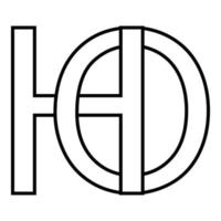 logotipo placa ho oh ícone, nft entrelaçado cartas o h vetor