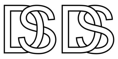logotipo SD e ds ícone placa dois entrelaçado cartas s d, vetor logotipo SD ds primeiro capital cartas padronizar alfabeto s d
