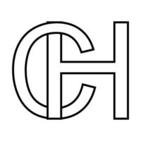logotipo placa hc CH ícone placa entrelaçado cartas c g logotipo hc, CH primeiro capital cartas padronizar alfabeto h, c vetor