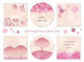 conjunto de modelos de cartão de primavera com decorações botânicas isoladas em um fundo branco. ilustração vetorial. vetor