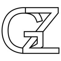 logotipo placa gz zg ícone nft entrelaçado cartas g z vetor
