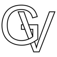 logotipo placa gv vg ícone, nft entrelaçado cartas g v vetor