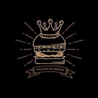 hambúrguer com desenho de ilustração de coroa vetor
