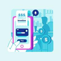 conceito de pagamento móvel inteligente em bar
