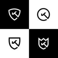 k escudo forma monoline minimalista logotipo Projeto vetor