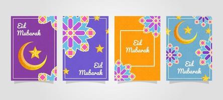 coleção de cartões de felicitações da temporada de eid mubarak vetor