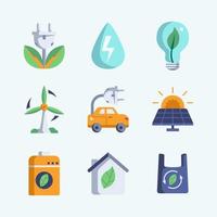 coleção de ícones de tecnologia verde vetor