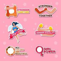 Conjunto de adesivos de campanha de diversidade feminina