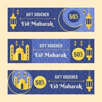 coleção de vouchers de presente blue eid mubarak vetor