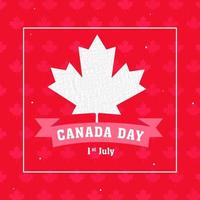 1º julho, Canadá dia texto dentro Rosa fita com pontilhado bordo folha em vermelho fundo. vetor