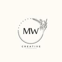 mw beleza vetor inicial logotipo arte, caligrafia logotipo do inicial assinatura, casamento, moda, joalheria, butique, floral e botânico com criativo modelo para qualquer companhia ou negócios.