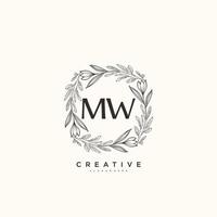 mw beleza vetor inicial logotipo arte, caligrafia logotipo do inicial assinatura, casamento, moda, joalheria, butique, floral e botânico com criativo modelo para qualquer companhia ou negócios.