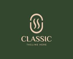 clássico e elegante oval café ícone logotipo vetor