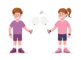 pessoas segurando uma raquete. atleta jogar badminton vetor ilustração