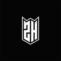 zh logotipo monograma com escudo forma desenhos modelo vetor