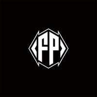 fp logotipo monograma com escudo forma desenhos modelo vetor