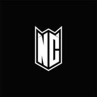 nc logotipo monograma com escudo forma desenhos modelo vetor