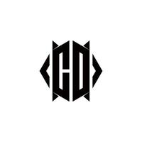 CD logotipo monograma com escudo forma desenhos modelo vetor