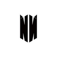 nn logotipo monograma com escudo forma desenhos modelo vetor