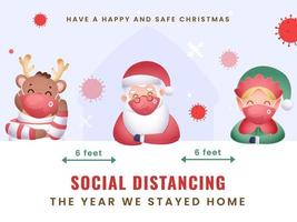isto ano nós comemoro alegre Natal às casa com manter social distanciar para evita a partir de coronavírus. pode estar usava Como poster Projeto. vetor