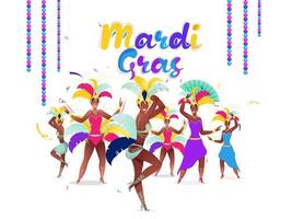 ilustração do fêmea grupo desempenho samba dança em a ocasião do mardi gras. vetor