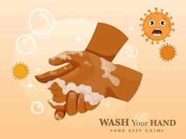 lavando as mãos esfregando com sabonete para prevenção do vírus corona, higiene para parar de espalhar coronavírus.