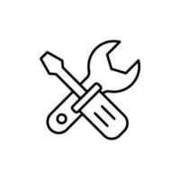 Chave de fenda ícone ilustração com chave inglesa. ícone relacionado para ferramenta. esboço ícone estilo. simples vetor Projeto editável