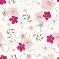 desatado sakura flores com folhas decorado branco fundo. vetor