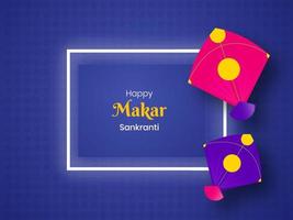 feliz Makar Sankranti celebração conceito com pipas ilustração em azul fundo. vetor