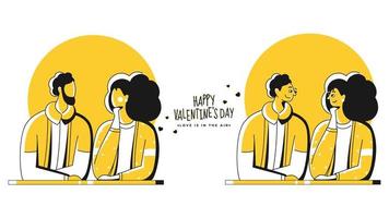 desenho animado amante casal personagens dentro dois tipos imagem para feliz dia dos namorados dia conceito. vetor