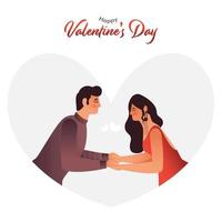 jovem homem e mulher segurando mãos cada de outros em branco coração forma fundo para feliz dia dos namorados dia. vetor