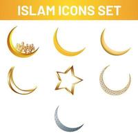 ilustração do crescente lua ícone conjunto para islamismo. vetor