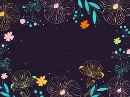 roxa grunge efeito fundo decorado com flores, folhas e baga galhos. vetor