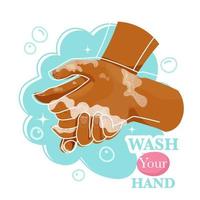 lavando as mãos esfregando com sabonete para prevenção do vírus corona, higiene para parar de espalhar coronavírus. vetor