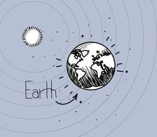 planeta Terra e sol desenham o design do sistema solar vetor