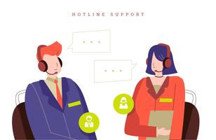 Agente de serviço ao cliente no Call Center Office Vector Illustration