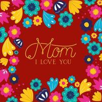 cartão de feliz dia das mães com decoração floral vetor