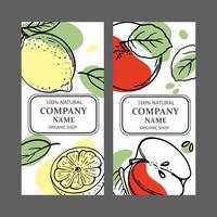 limão maçã etiquetas Projeto esboço vetor ilustração conjunto