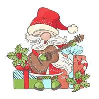 guitarra santa música alegre Natal vetor ilustração conjunto