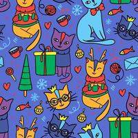 alegre Natal gato desatado padronizar vetor ilustração