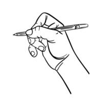 fêmea mão com caneta dentro esboço estilo vetor ilustração conjunto