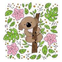 coala jardim australiano Urso flor vetor ilustração conjunto